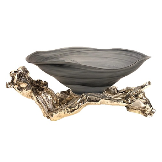 MURANO FÜME SİLVER OVAL MEYVELİK