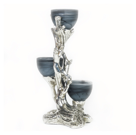 MURANO FÜME SİLVER DİK ŞAMDAN