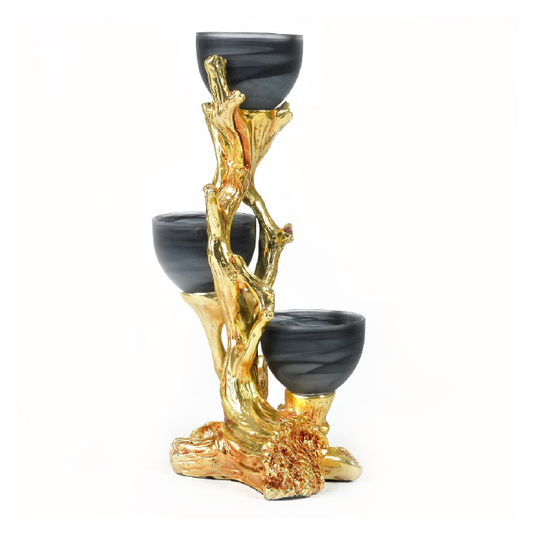 MURANO FÜME GOLD DİK ŞAMDAN - El İşçiliği Lüks Dekoratif Cam Şamdan